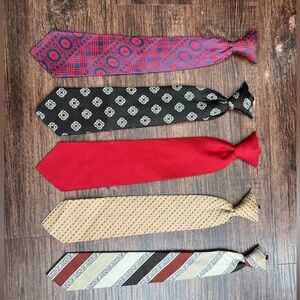 LOT OF 5 VINTAGE 1970’s SNAPPER, SNAP ON TIES ; TOWNCRAFT, ANDHURST, UNKNOWN